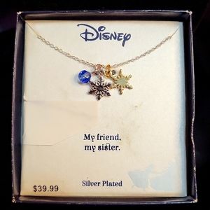 DISNEY Frozen Silver Plated Necklace, Snowflake My friend, My sister necklace
